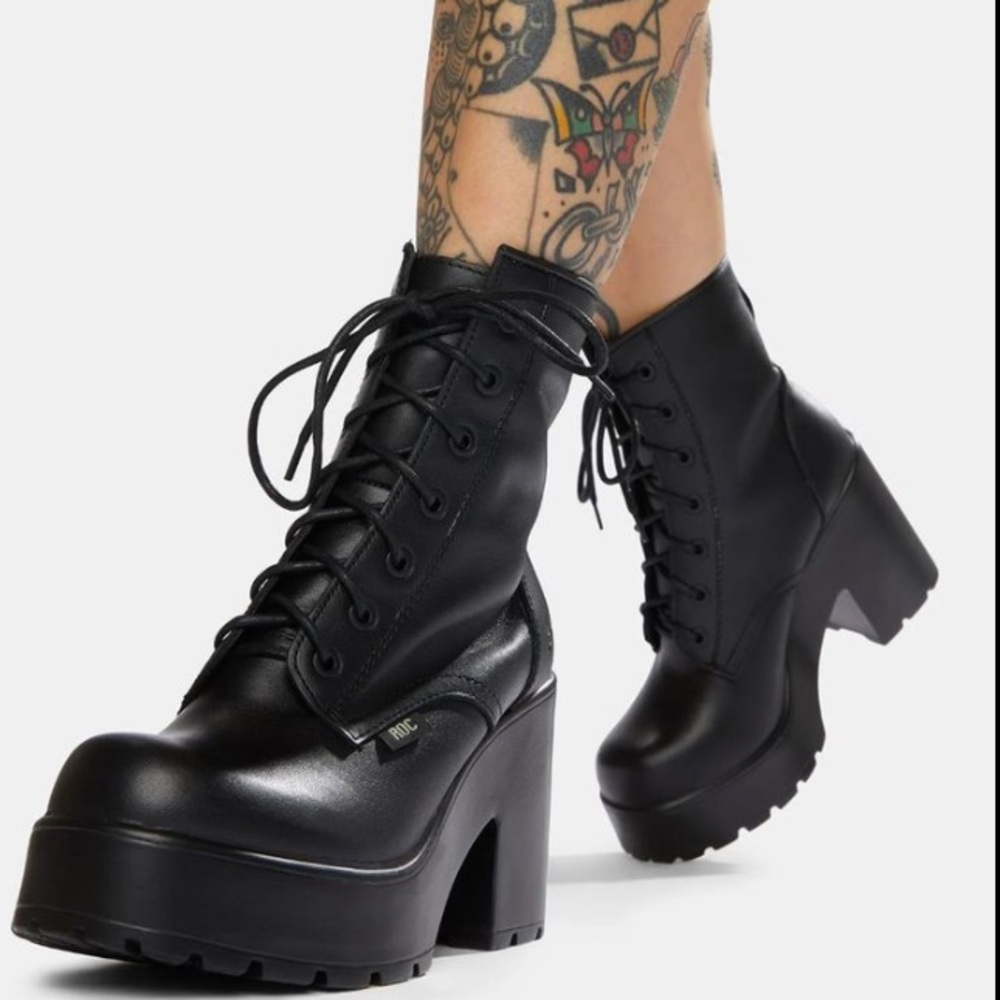 ROC Australia MASCOT Black Lace Up Platform Boots